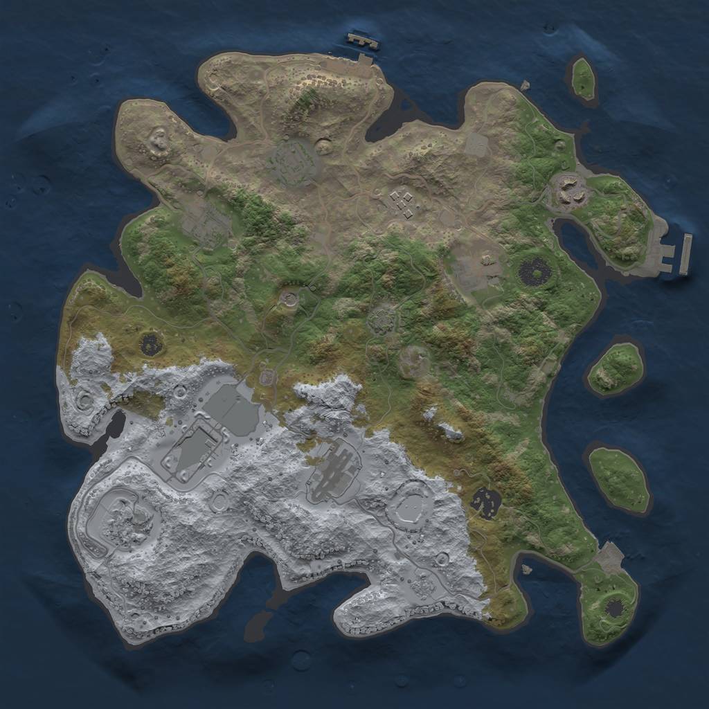 Rust Map: Procedural Map, Size: 3500, Seed: 658070520, 17 Monuments