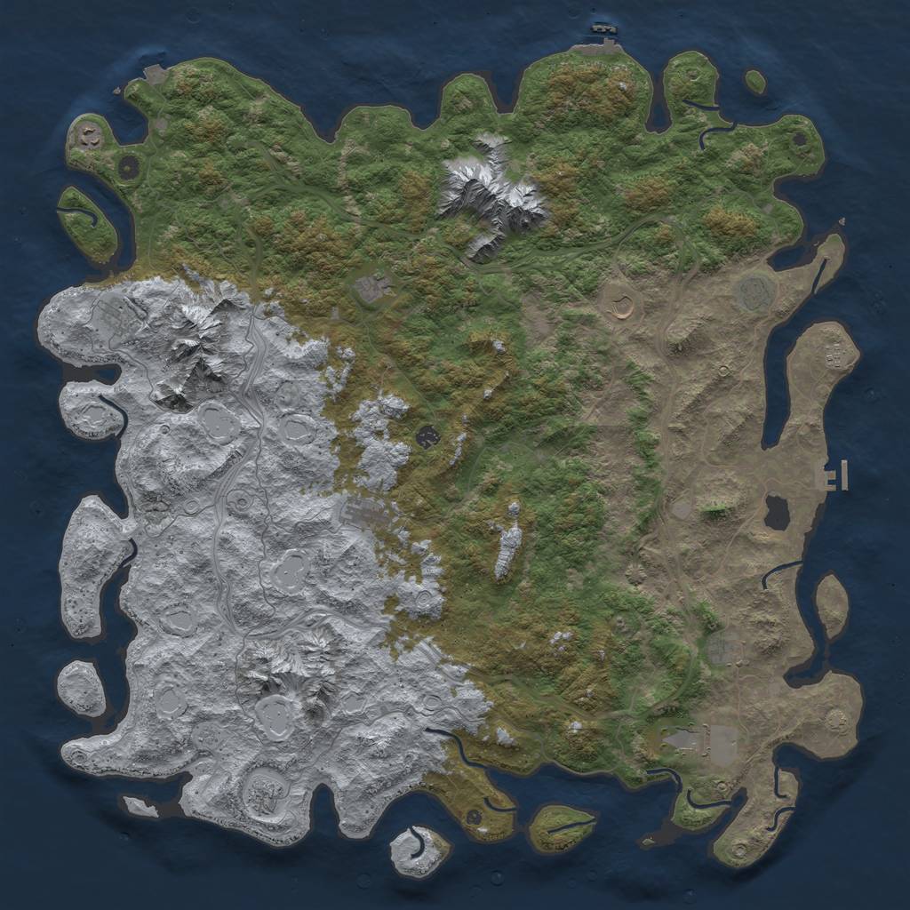 Rust Map: Procedural Map, Size: 6000, Seed: 20110, 19 Monuments