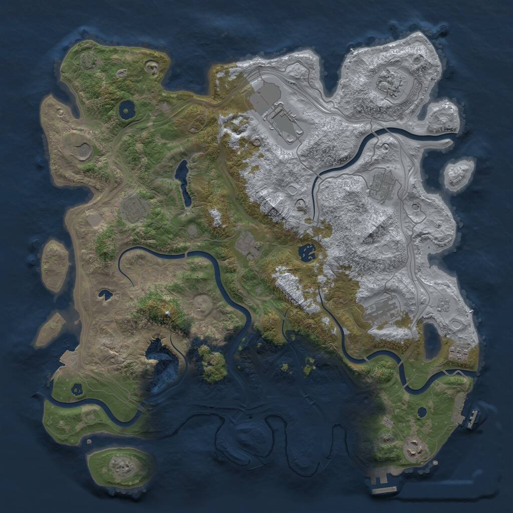 Rust Map: Procedural Map, Size: 4250, Seed: 922309742, 16 Monuments