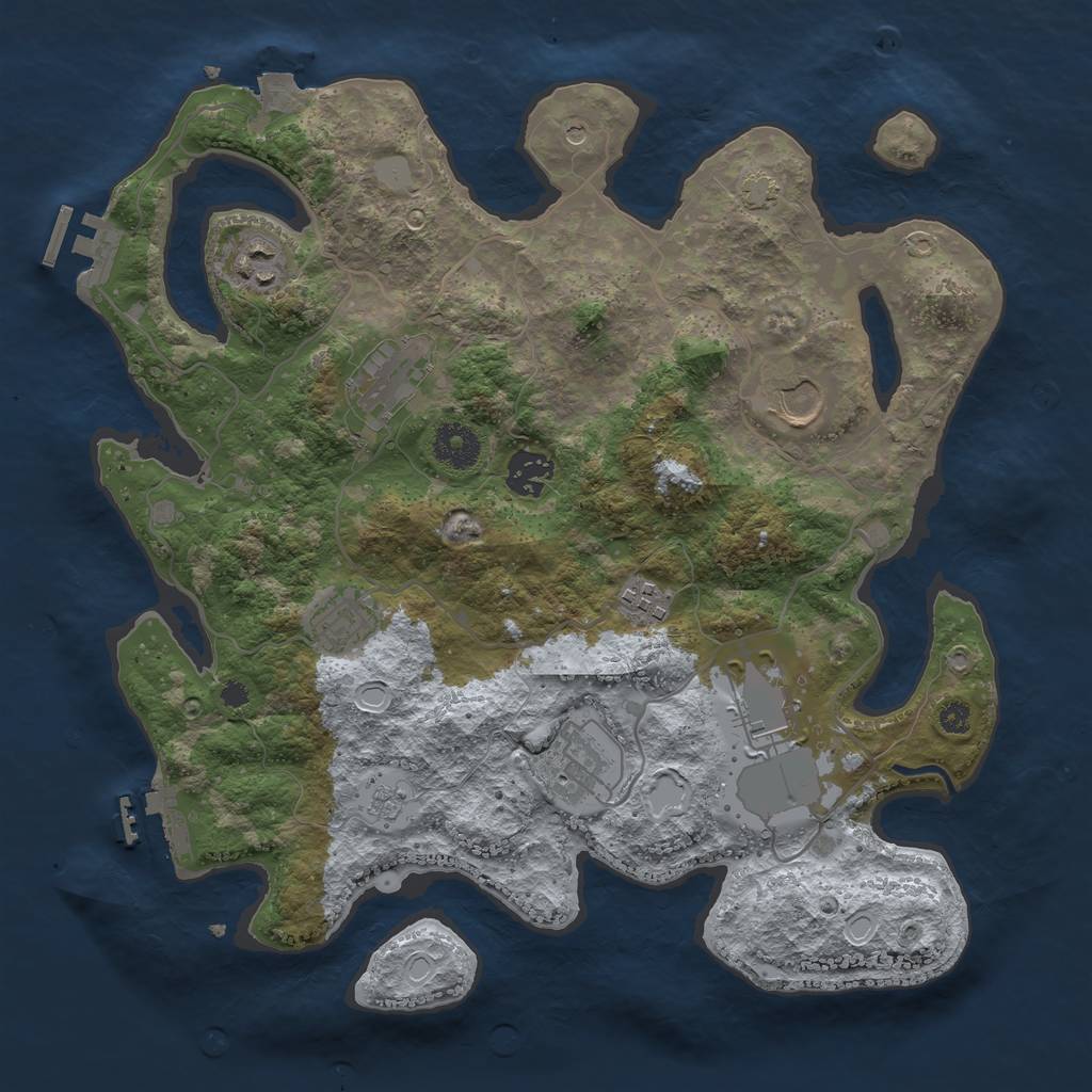 Rust Map: Procedural Map, Size: 3500, Seed: 1853018389, 16 Monuments