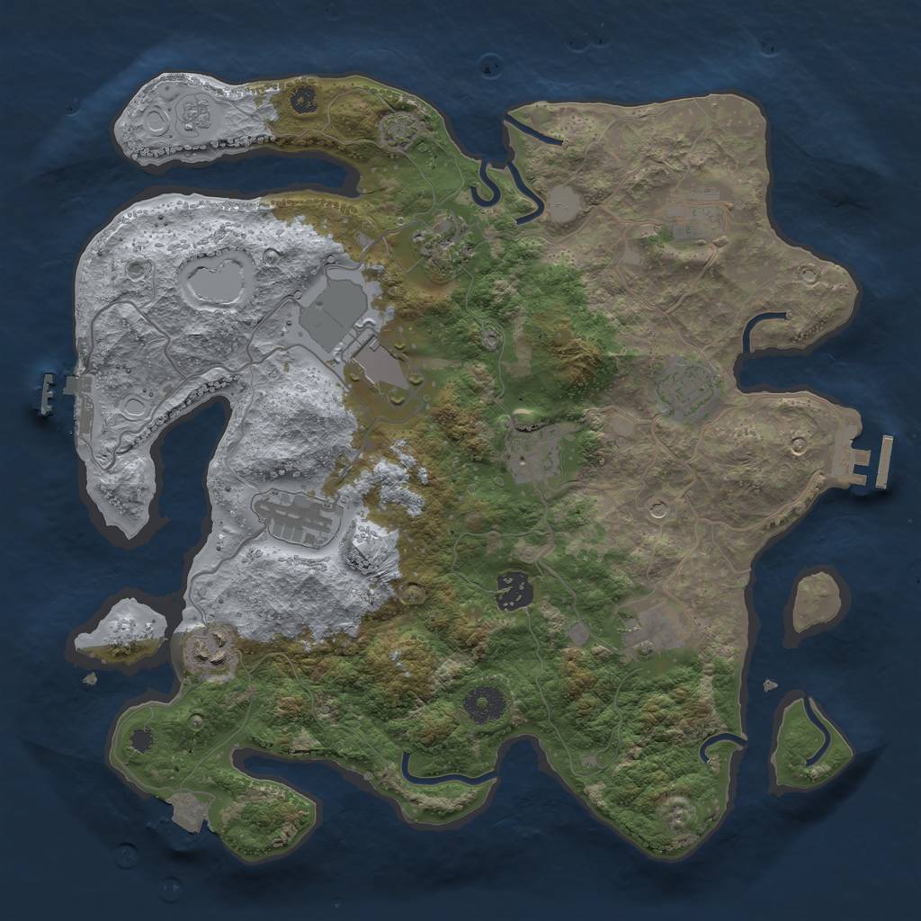 Rust Map: Procedural Map, Size: 3500, Seed: 79864442, 17 Monuments