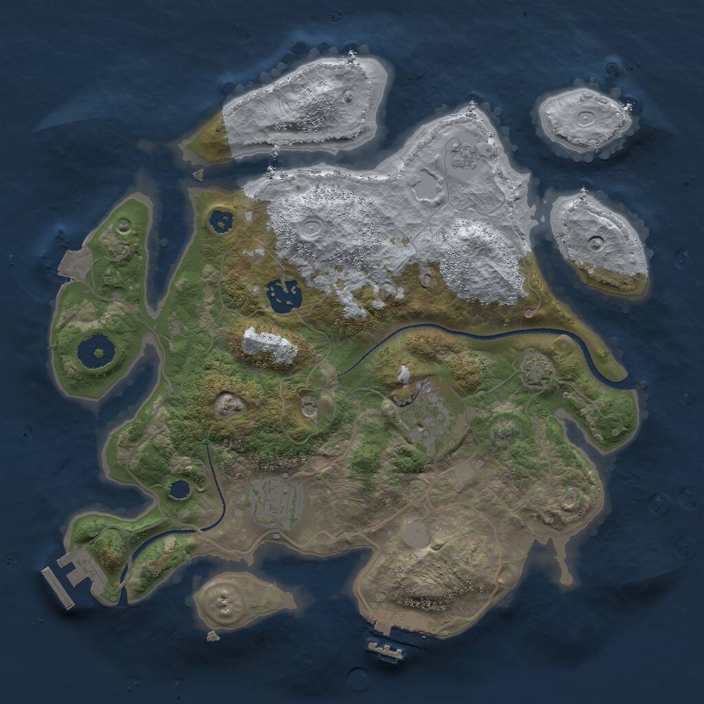 Rust Map: Procedural Map, Size: 3000, Seed: 2014435604, 9 Monuments