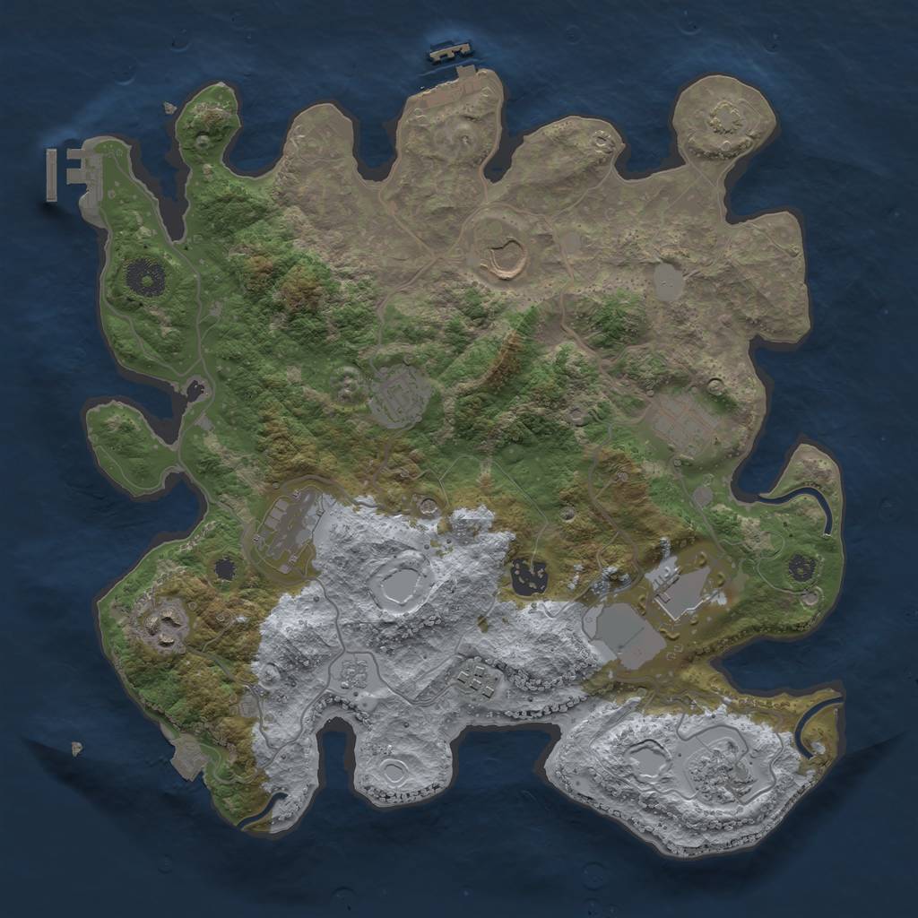 Rust Map: Procedural Map, Size: 3500, Seed: 981539962, 17 Monuments