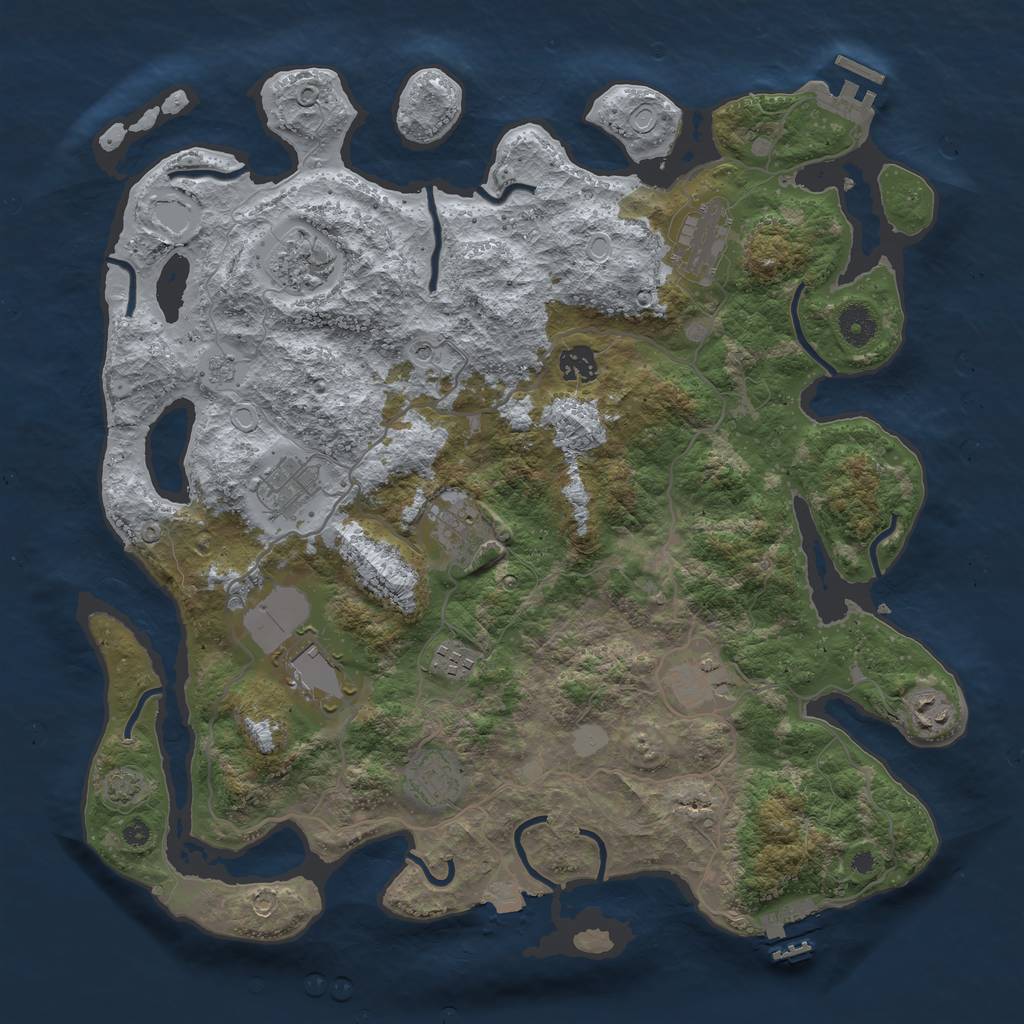 Rust Map: Procedural Map, Size: 4000, Seed: 909298182, 18 Monuments