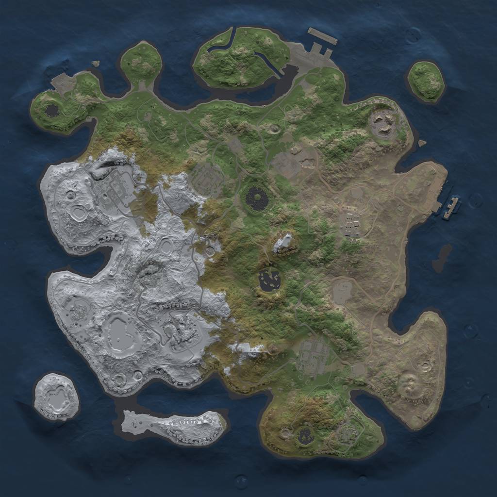 Rust Map: Procedural Map, Size: 3250, Seed: 478927747, 16 Monuments