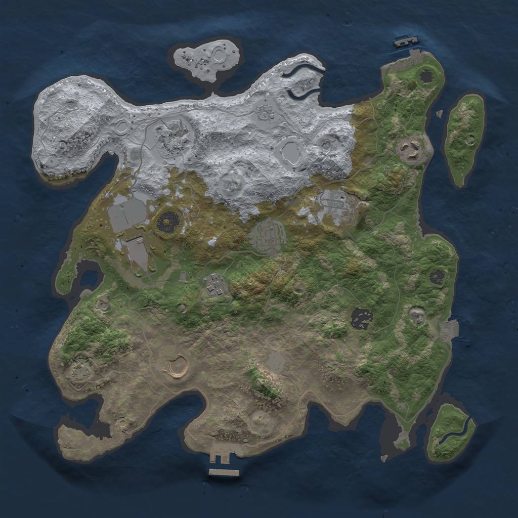 Rust Map: Procedural Map, Size: 3500, Seed: 838895762, 16 Monuments