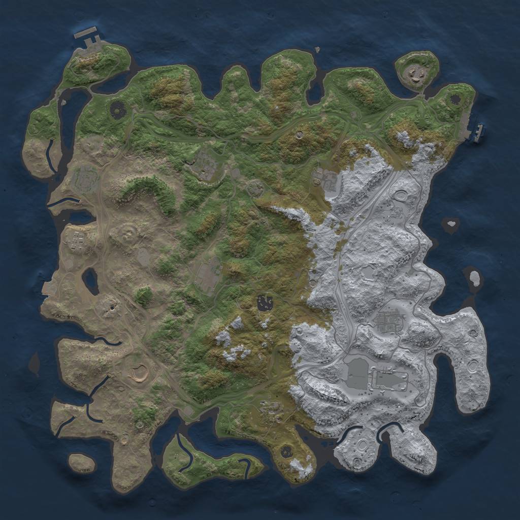 Rust Map: Procedural Map, Size: 4500, Seed: 1729661791, 19 Monuments