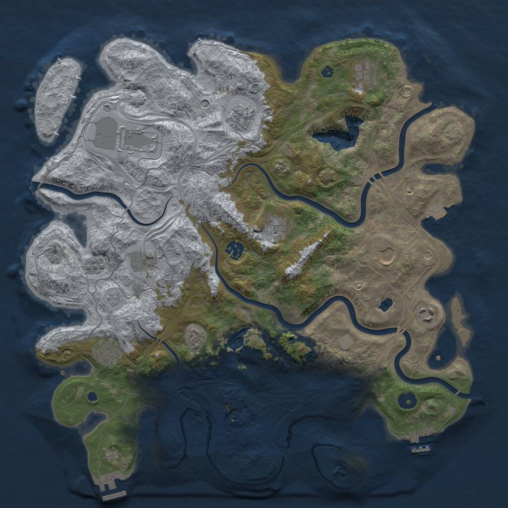 Rust Map: Procedural Map, Size: 4250, Seed: 386749, 16 Monuments