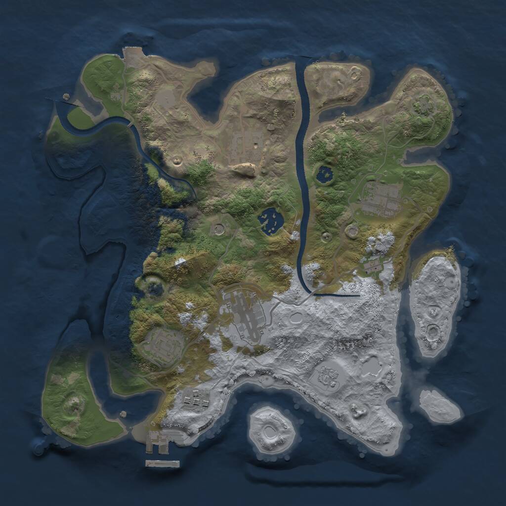 Rust Map: Procedural Map, Size: 3000, Seed: 7704, 11 Monuments