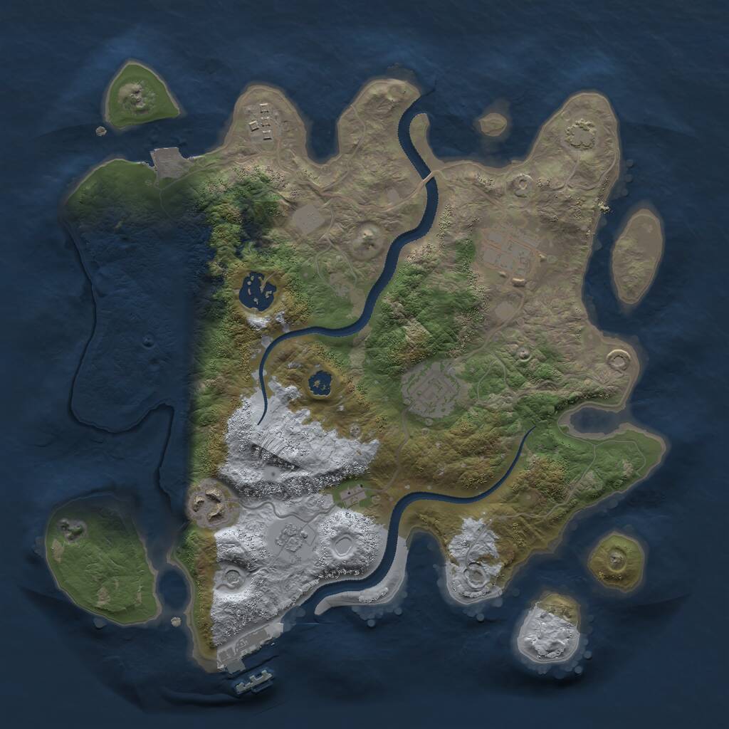 Rust Map: Procedural Map, Size: 3000, Seed: 16239, 10 Monuments