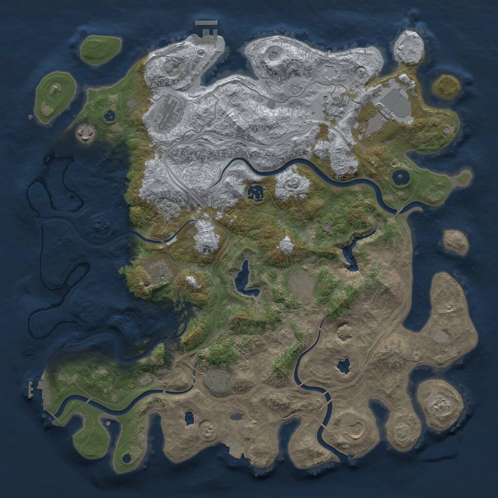 Rust Map: Procedural Map, Size: 4500, Seed: 677148306, 16 Monuments