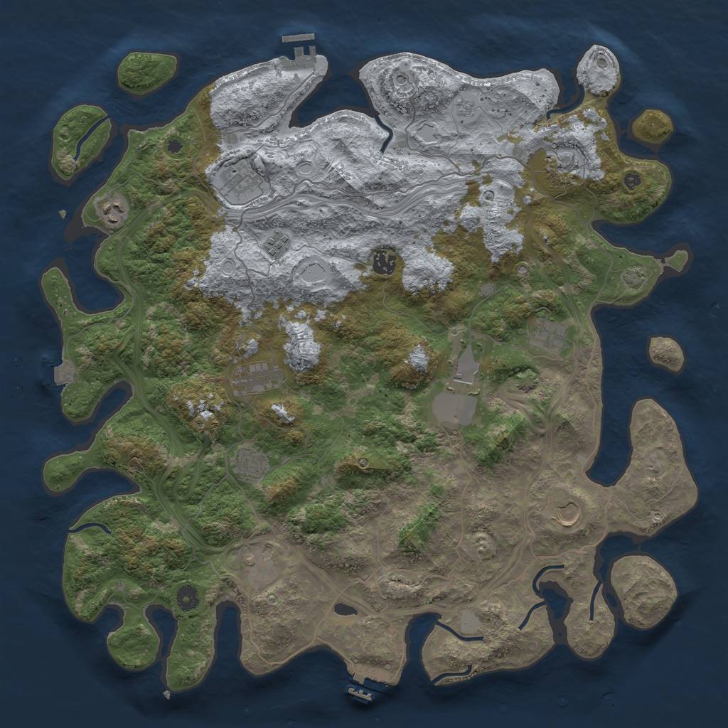 Rust Map: Procedural Map, Size: 4500, Seed: 677148306, 19 Monuments