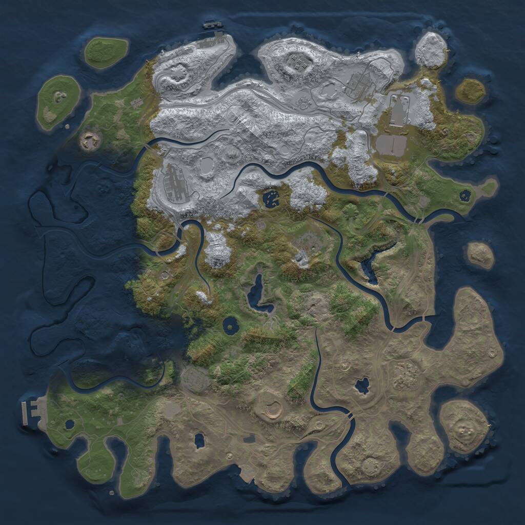 Rust Map: Procedural Map, Size: 4500, Seed: 677148306, 16 Monuments