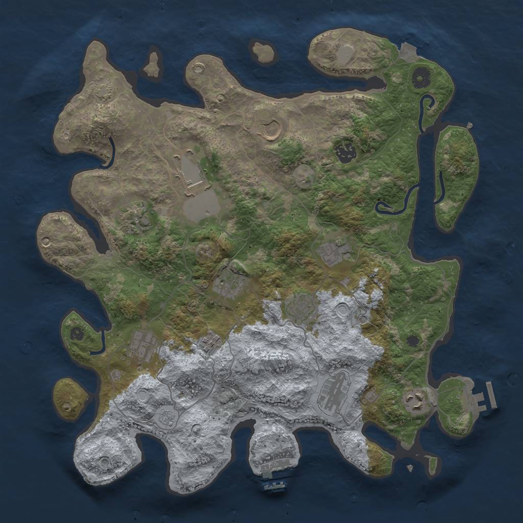 Rust Map: Procedural Map, Size: 3850, Seed: 1701181099, 19 Monuments