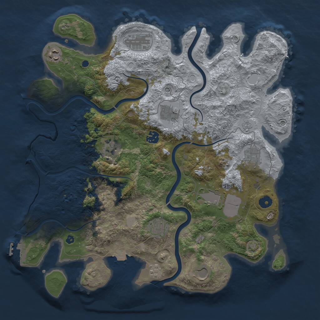Rust Map: Procedural Map, Size: 3800, Seed: 831675366, 15 Monuments