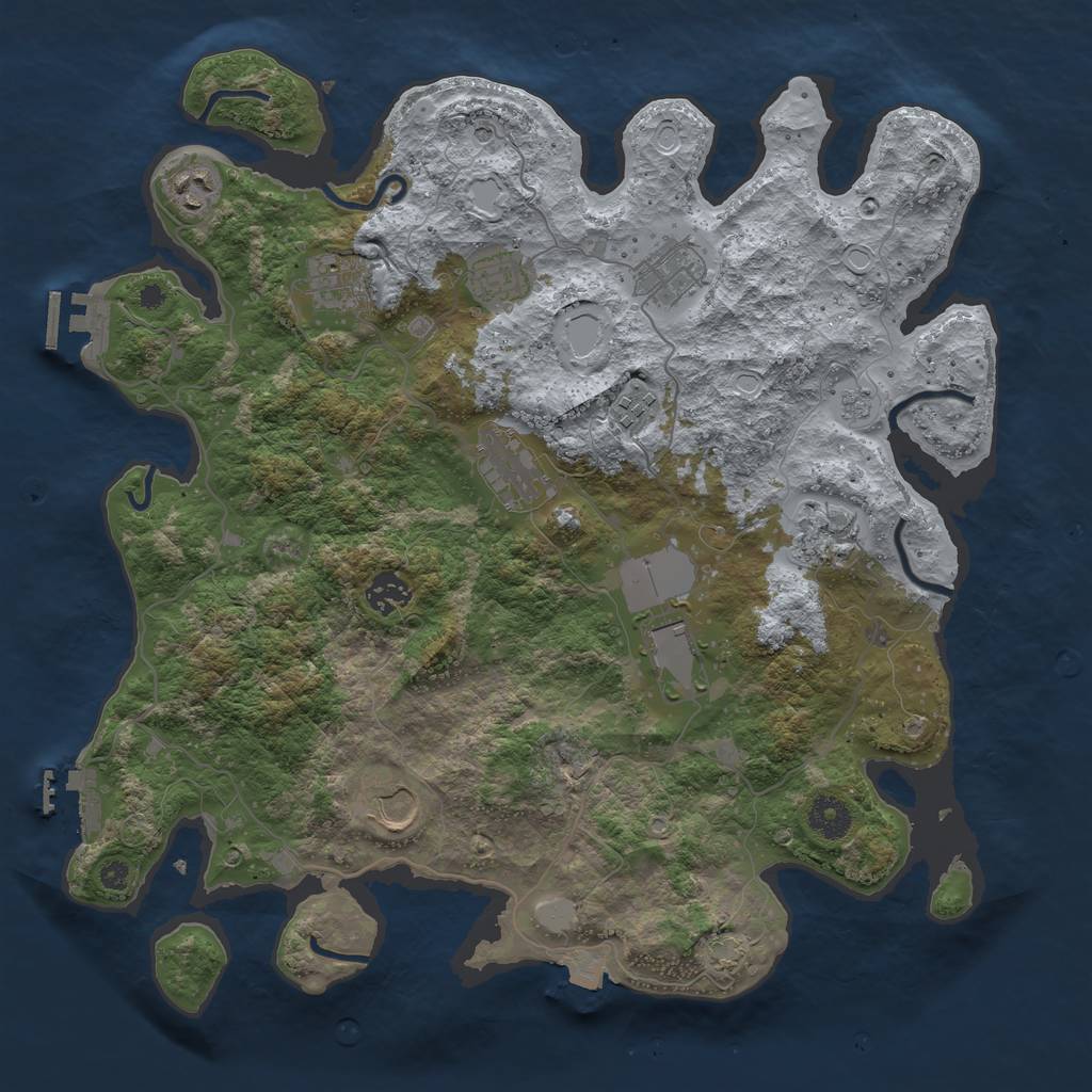 Rust Map: Procedural Map, Size: 3800, Seed: 831675366, 18 Monuments