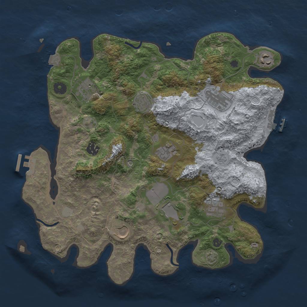 Rust Map: Procedural Map, Size: 3600, Seed: 457070763, 17 Monuments