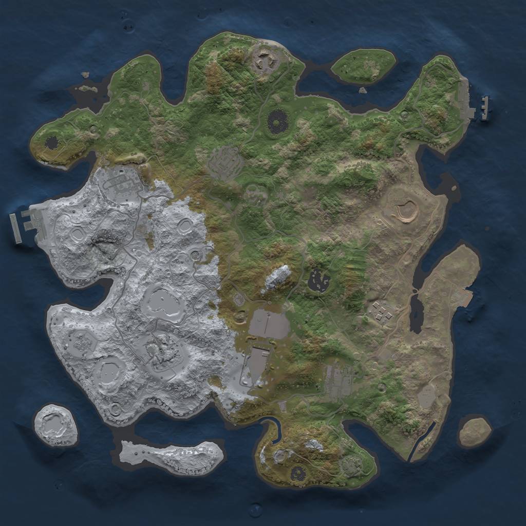 Rust Map: Procedural Map, Size: 3500, Seed: 478927747, 17 Monuments