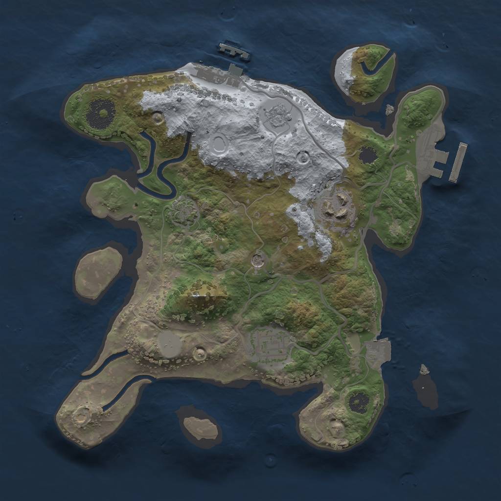 Rust Map: Procedural Map, Size: 2500, Seed: 128695323, 10 Monuments