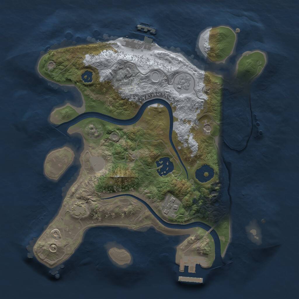 Rust Map: Procedural Map, Size: 2500, Seed: 128695323, 8 Monuments