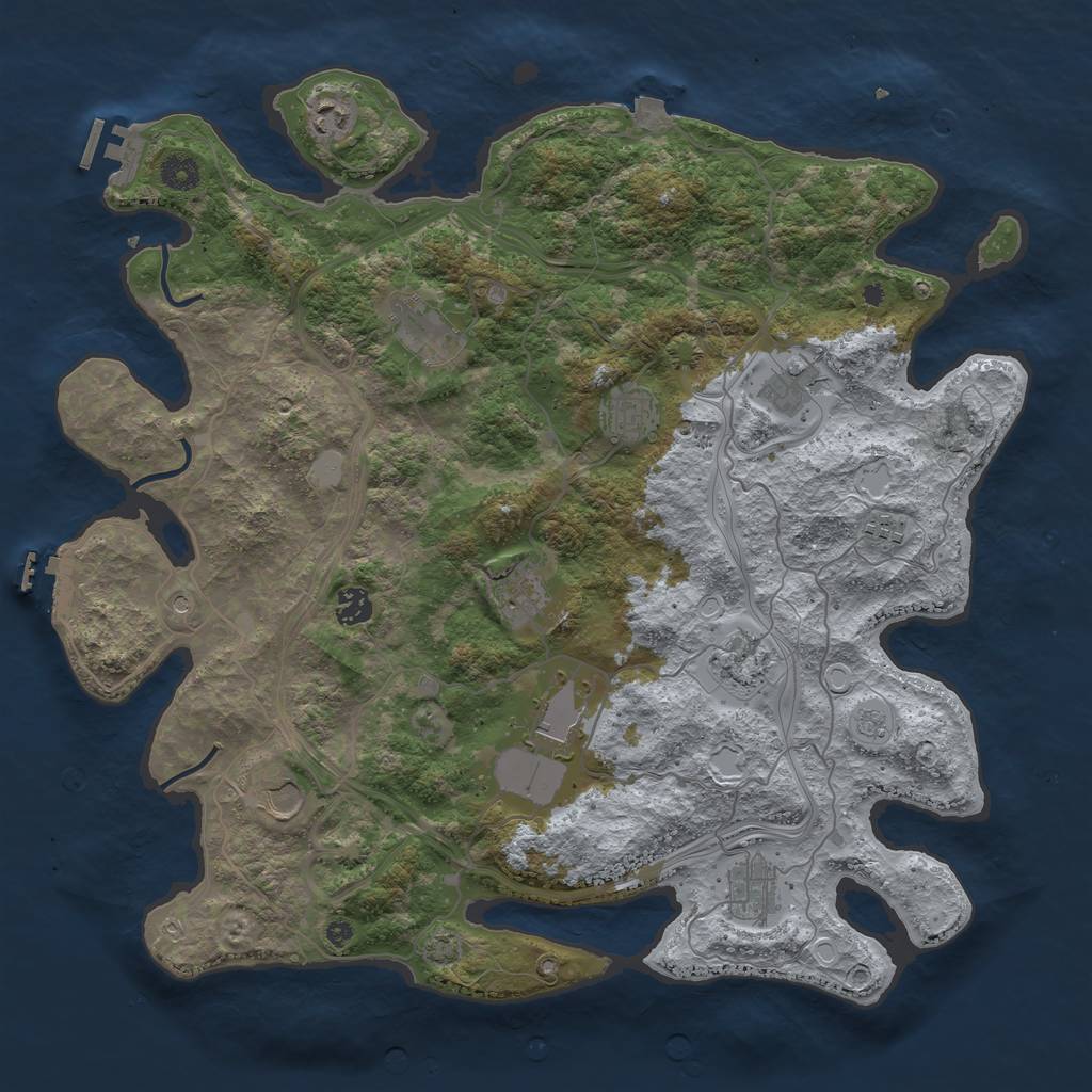 Rust Map: Procedural Map, Size: 4250, Seed: 622132834, 19 Monuments