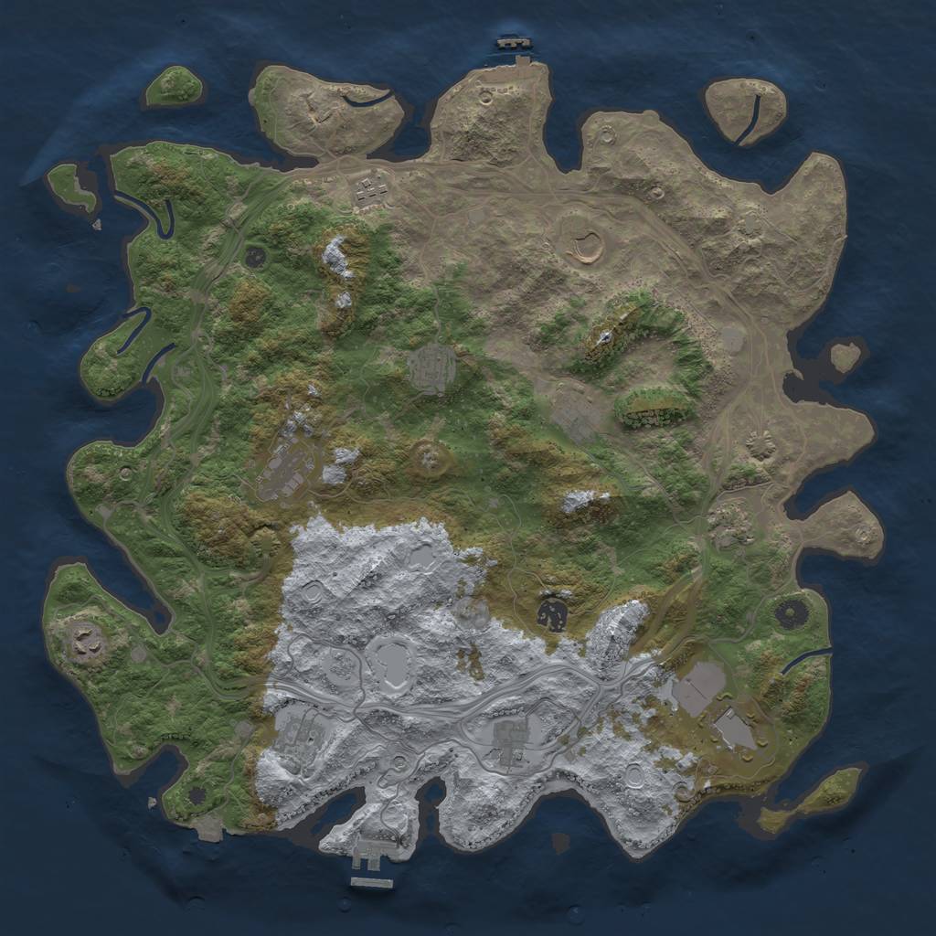 Rust Map: Procedural Map, Size: 4500, Seed: 2040114584, 19 Monuments