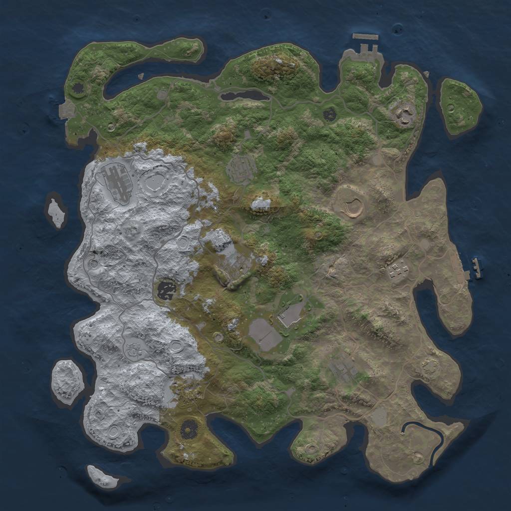 Rust Map: Procedural Map, Size: 4000, Seed: 1131782131, 18 Monuments