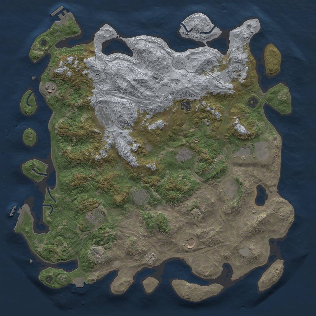 Rust Map: Procedural Map, Size: 4500, Seed: 1182860308, 19 Monuments