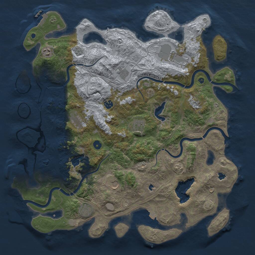 Rust Map: Procedural Map, Size: 4500, Seed: 1182860308, 16 Monuments