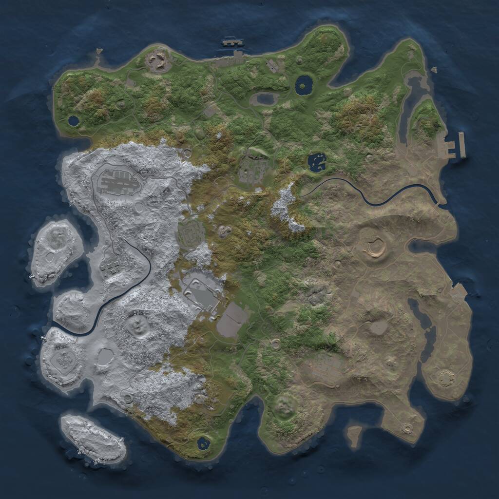 Rust Map: Procedural Map, Size: 3900, Seed: 891026838, 16 Monuments