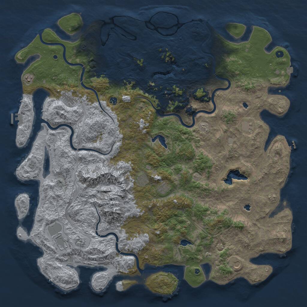 Rust Map: Procedural Map, Size: 6000, Seed: 1239922618, 17 Monuments