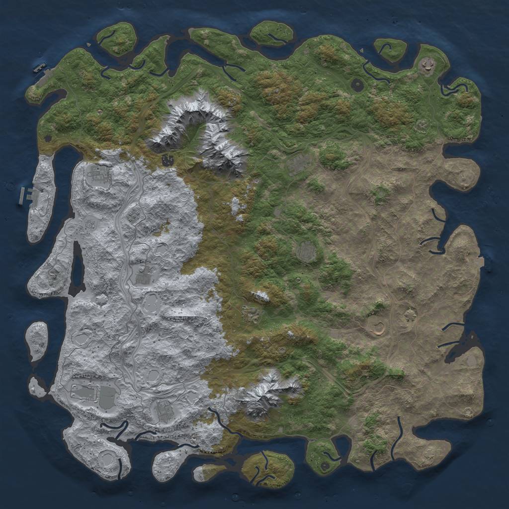 Rust Map: Procedural Map, Size: 6000, Seed: 1239922618, 19 Monuments