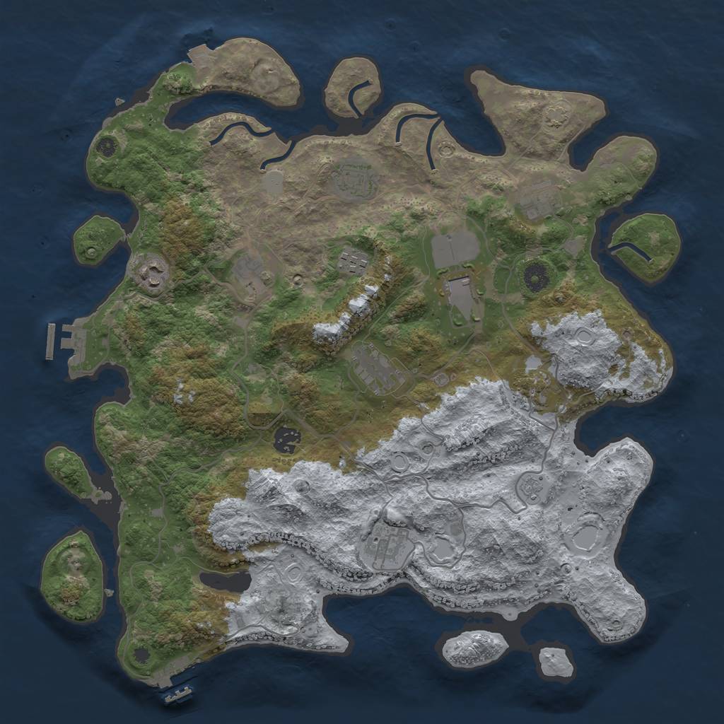 Rust Map: Procedural Map, Size: 4000, Seed: 235378779, 18 Monuments