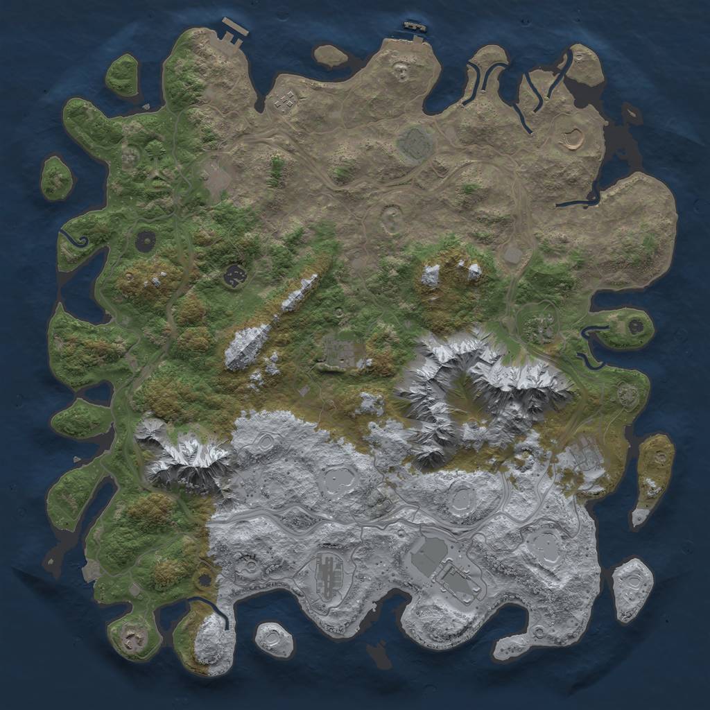 Rust Map: Procedural Map, Size: 5000, Seed: 2093622297, 19 Monuments