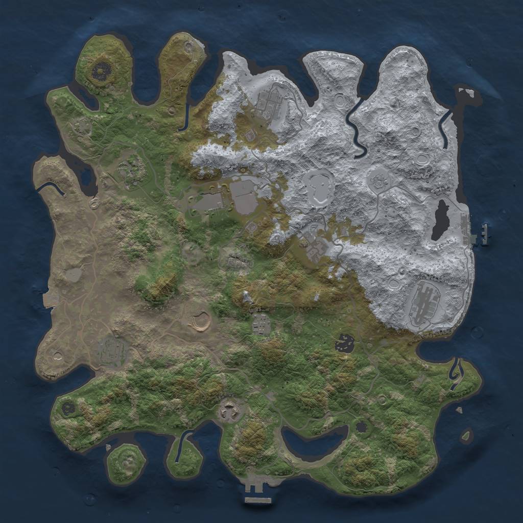 Rust Map: Procedural Map, Size: 4000, Seed: 1611502645, 18 Monuments