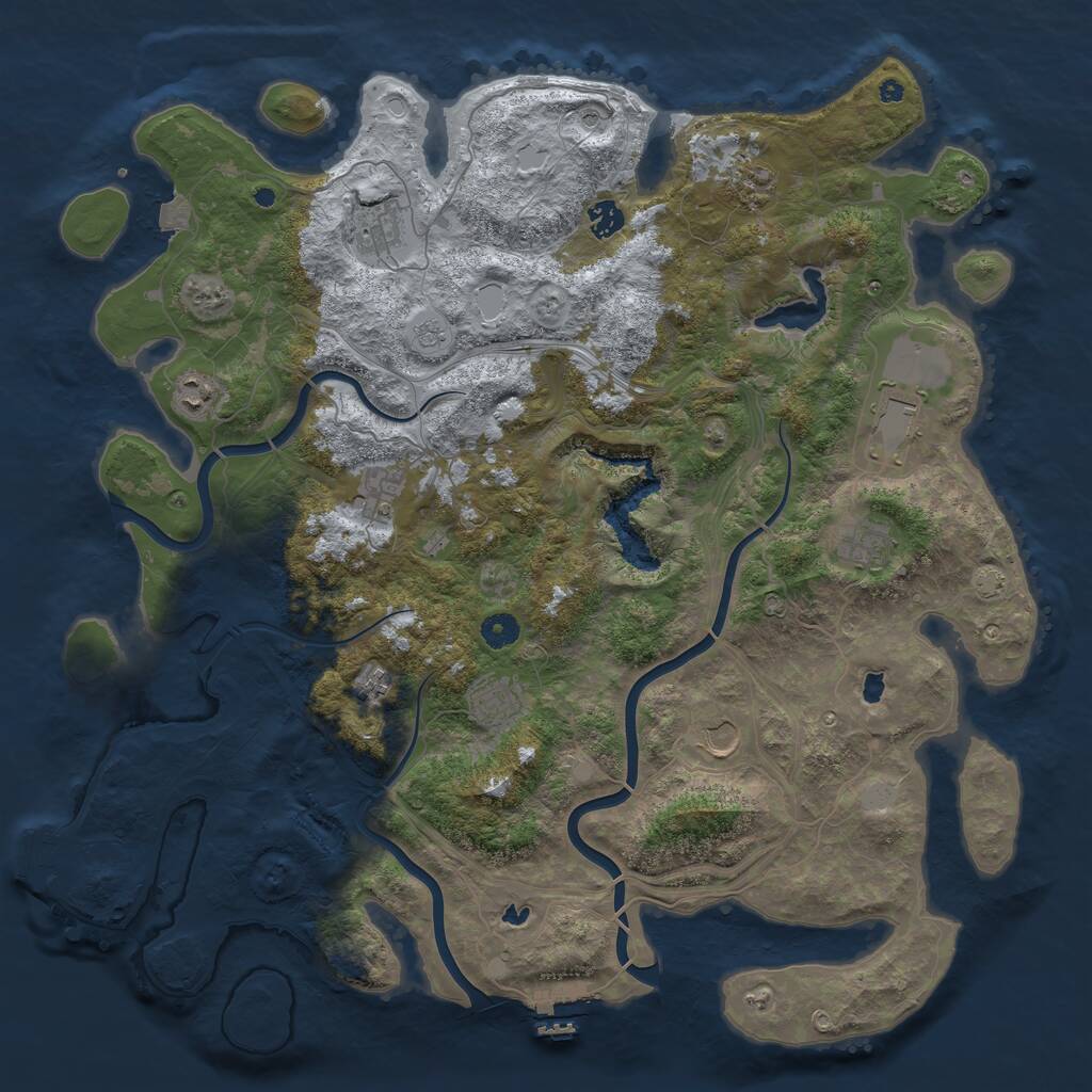 Rust Map: Procedural Map, Size: 4500, Seed: 2118354244, 16 Monuments