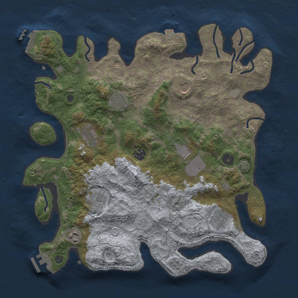 Rust Map: Procedural Map, Size: 3800, Seed: 976362056, 17 Monuments