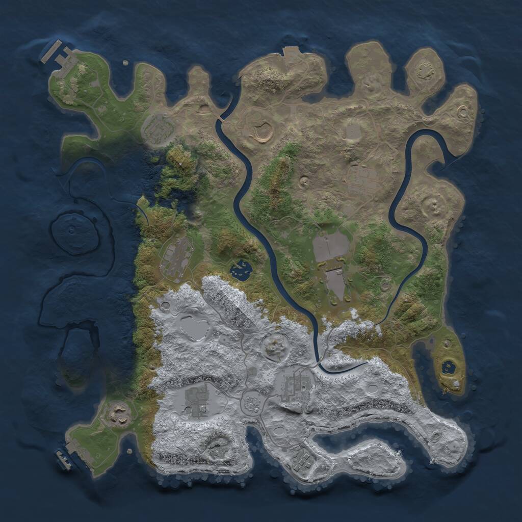 Rust Map: Procedural Map, Size: 3800, Seed: 976362056, 16 Monuments