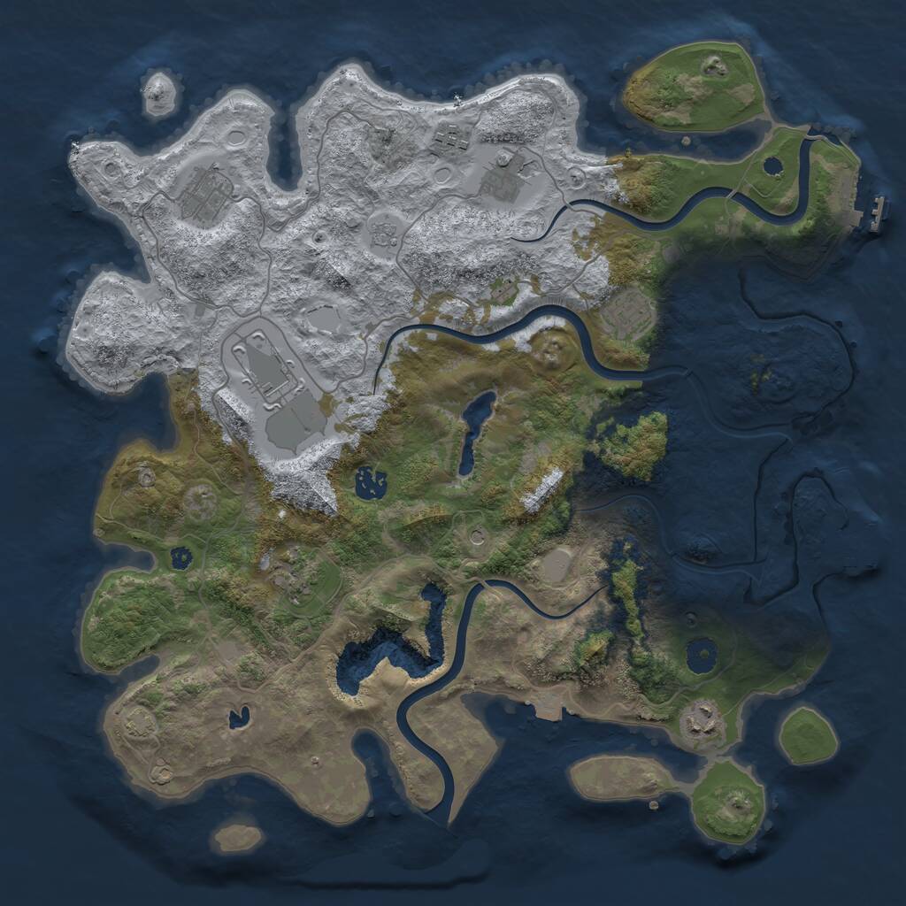Rust Map: Procedural Map, Size: 4000, Seed: 534386156, 14 Monuments
