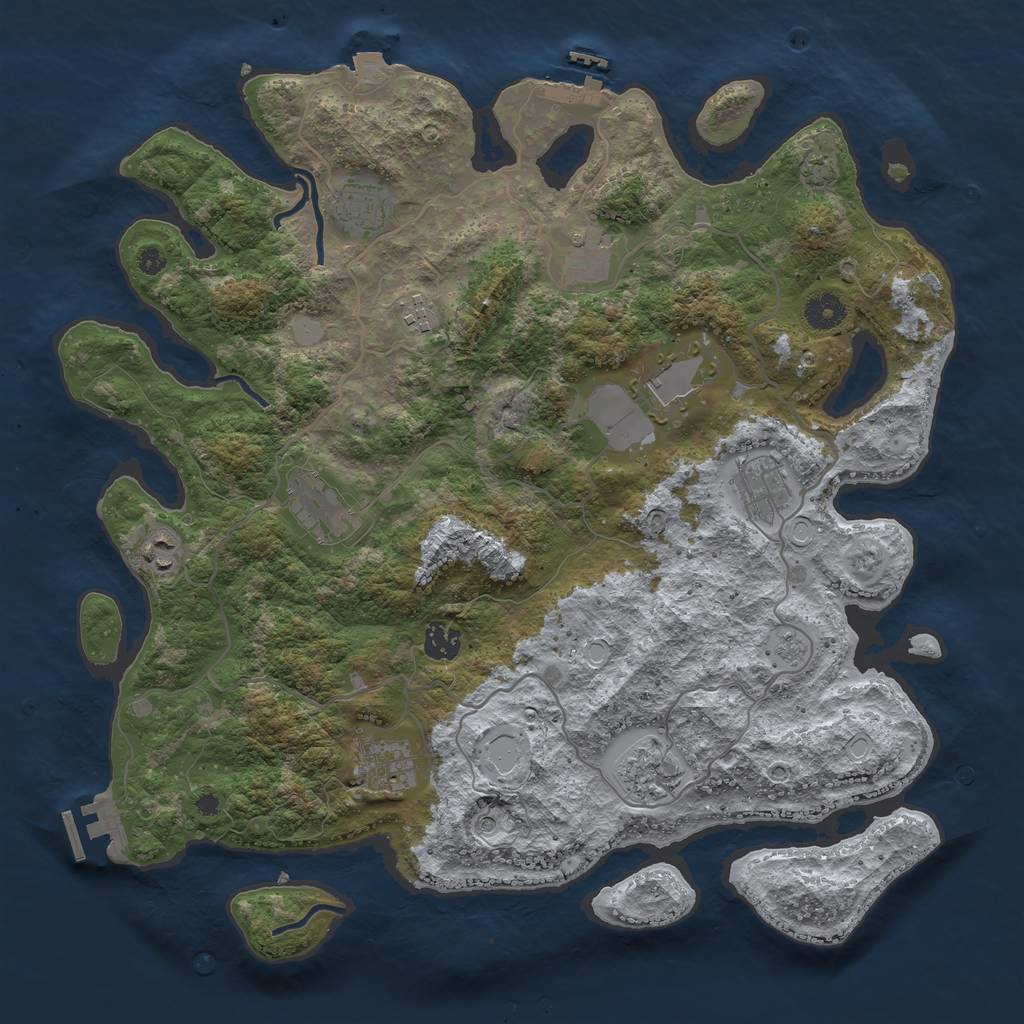 Rust Map: Procedural Map, Size: 4000, Seed: 937354173, 18 Monuments