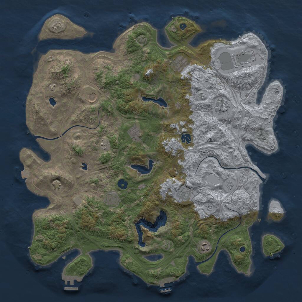 Rust Map: Procedural Map, Size: 4500, Seed: 6577631, 16 Monuments