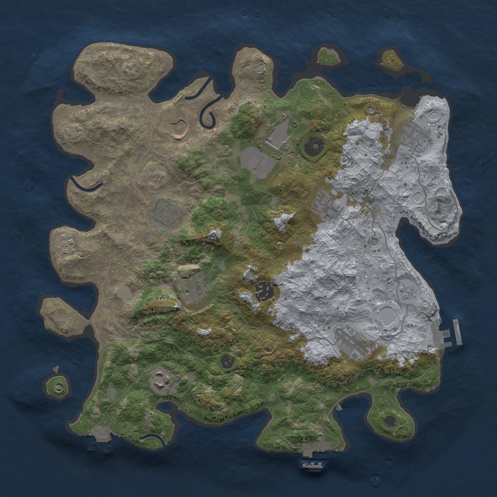 Rust Map: Procedural Map, Size: 3800, Seed: 194860635, 18 Monuments