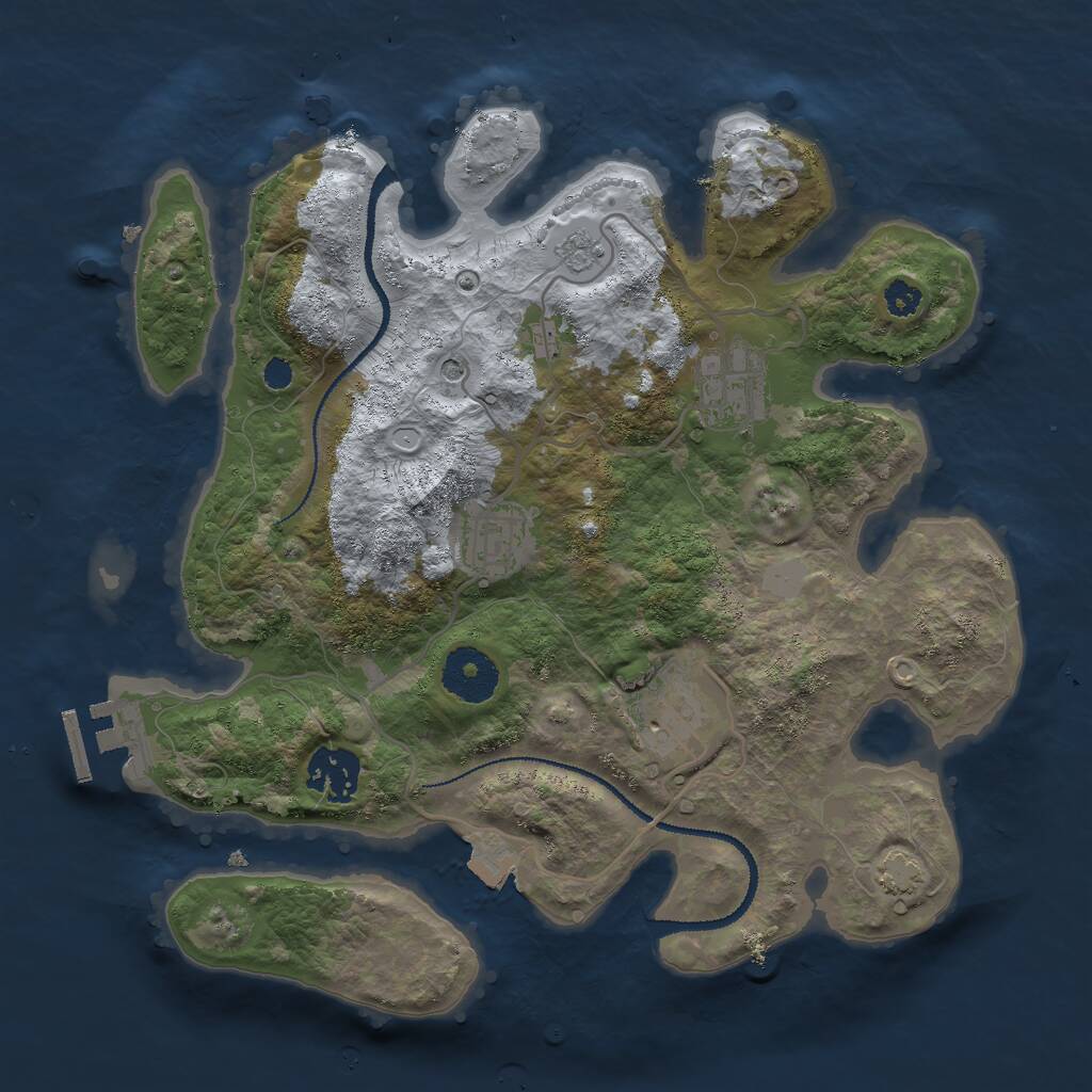 Rust Map: Procedural Map, Size: 3000, Seed: 1211796087, 9 Monuments
