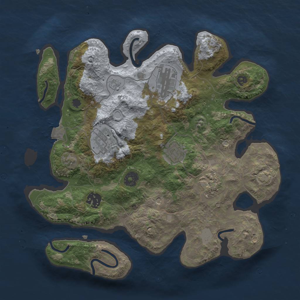 Rust Map: Procedural Map, Size: 3000, Seed: 1211796087, 11 Monuments