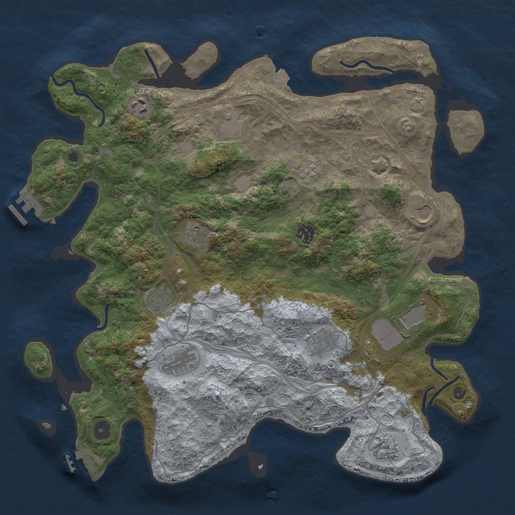 Rust Map: Procedural Map, Size: 4250, Seed: 674752445, 19 Monuments