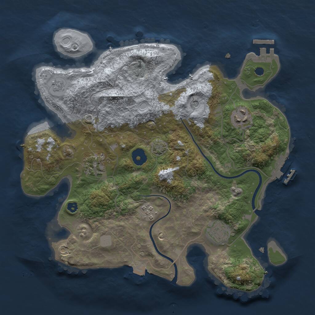 Rust Map: Procedural Map, Size: 3000, Seed: 1190239755, 10 Monuments