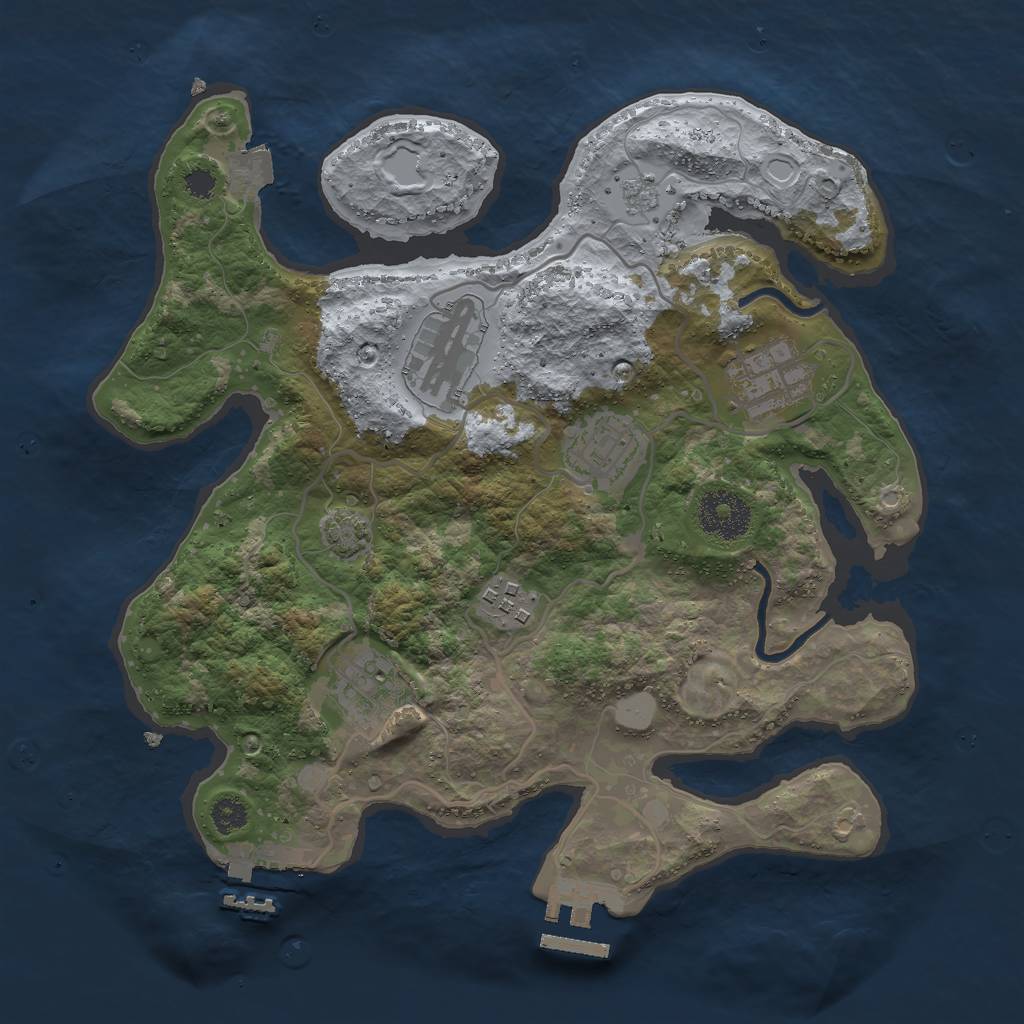Rust Map: Procedural Map, Size: 3000, Seed: 41729, 12 Monuments