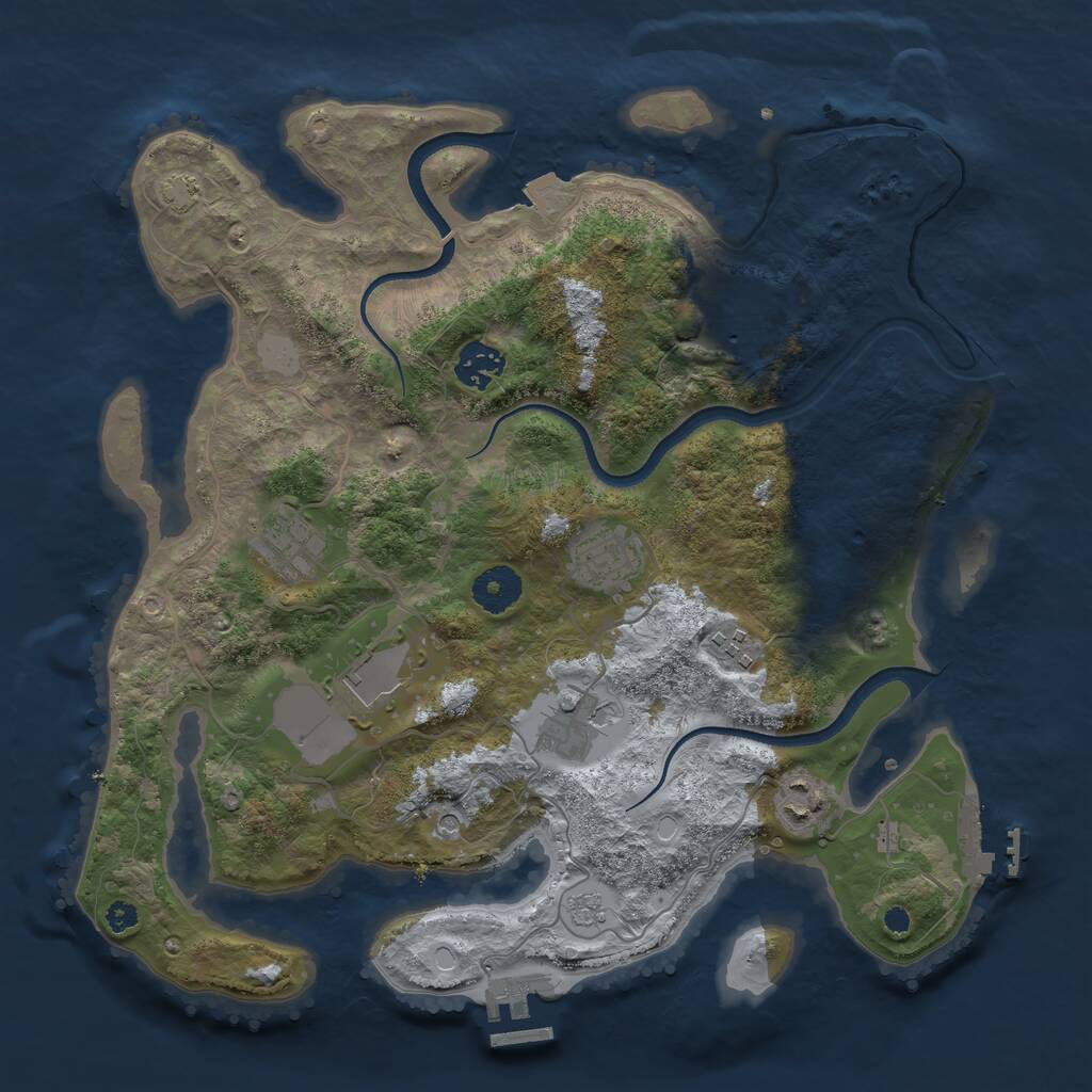 Rust Map: Procedural Map, Size: 3500, Seed: 45677, 14 Monuments