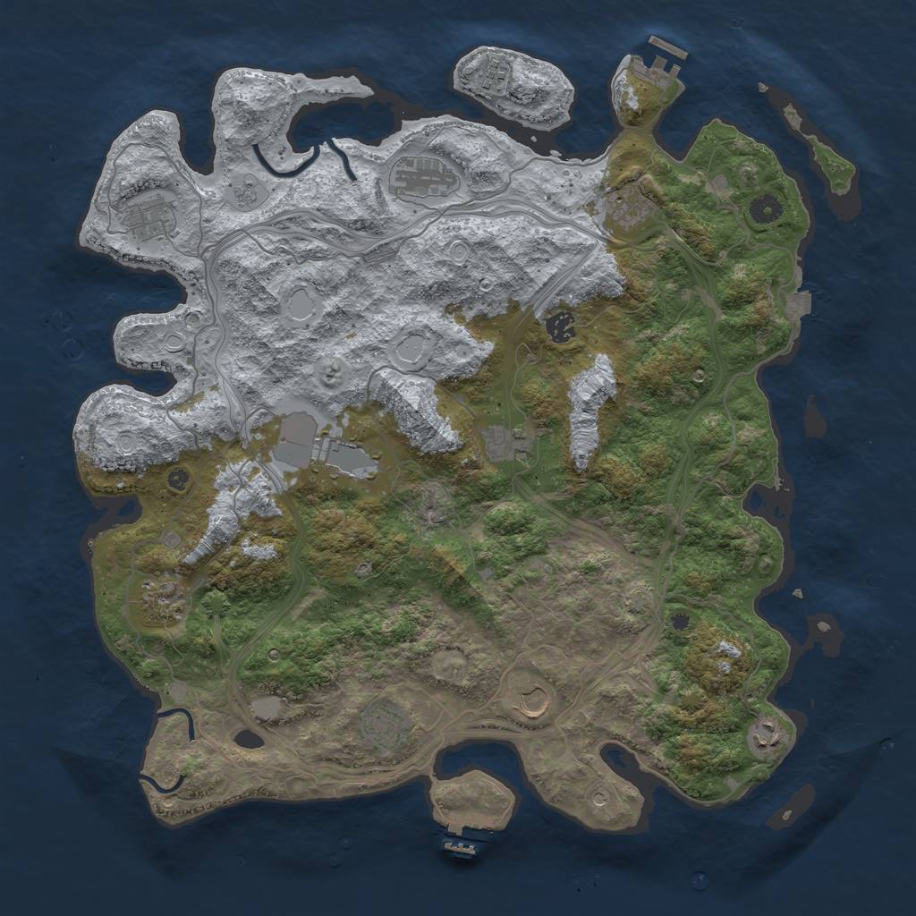 Rust Map: Procedural Map, Size: 4500, Seed: 1304359197, 19 Monuments