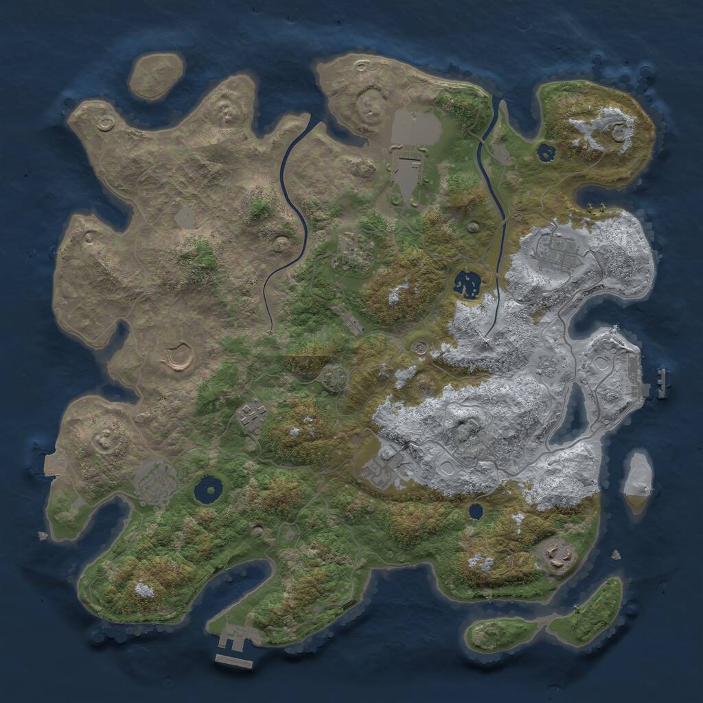 Rust Map: Procedural Map, Size: 3800, Seed: 42128724, 15 Monuments